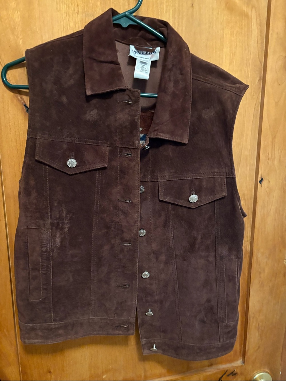 Pendleton Dark Brown Suede Sleeveless Vest
